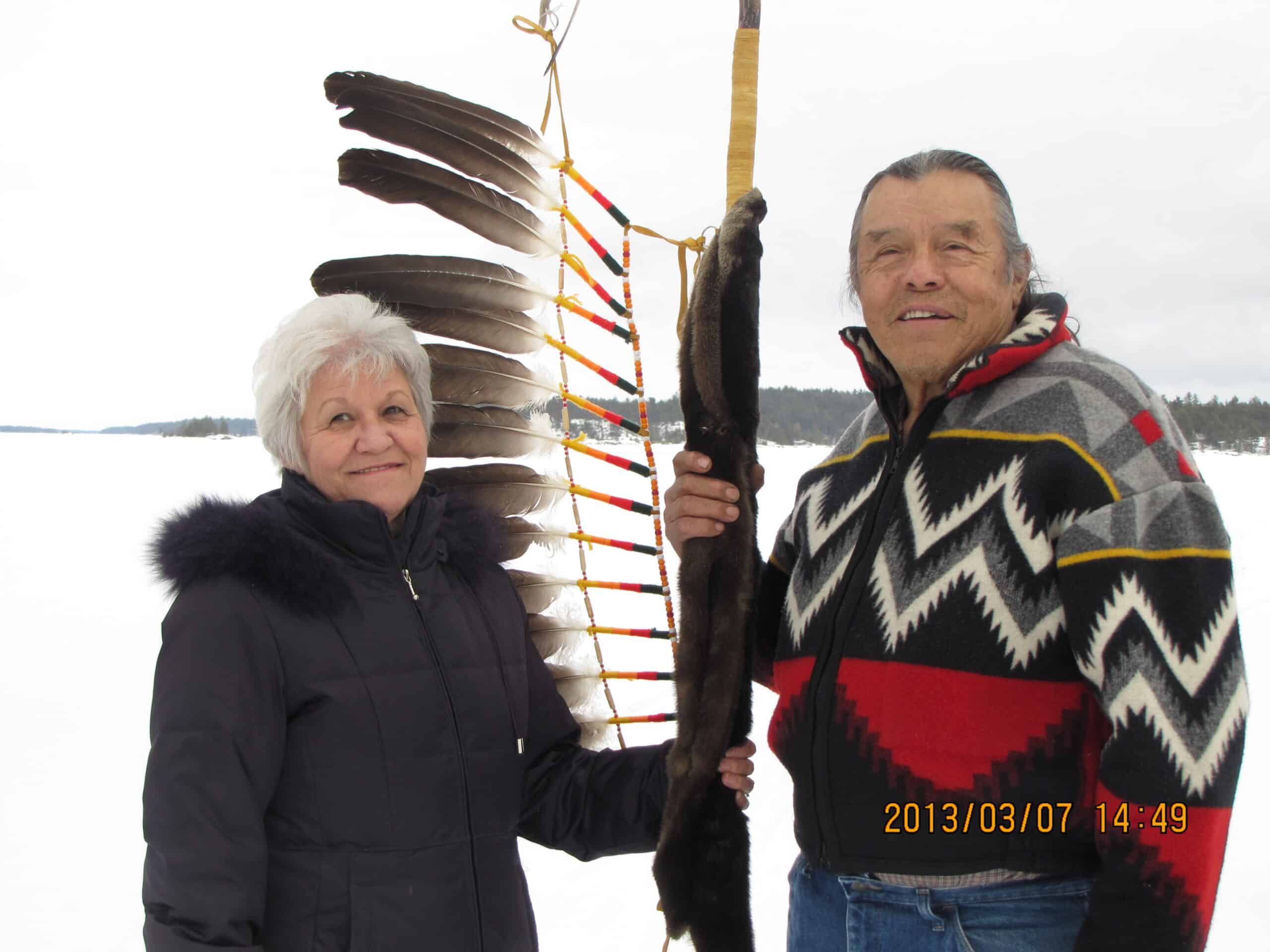 Former Dokis Chiefs Denise Restoule and Marty Restoule, leaders of the the Dokis First Nation's Okikendawt Hydro Project